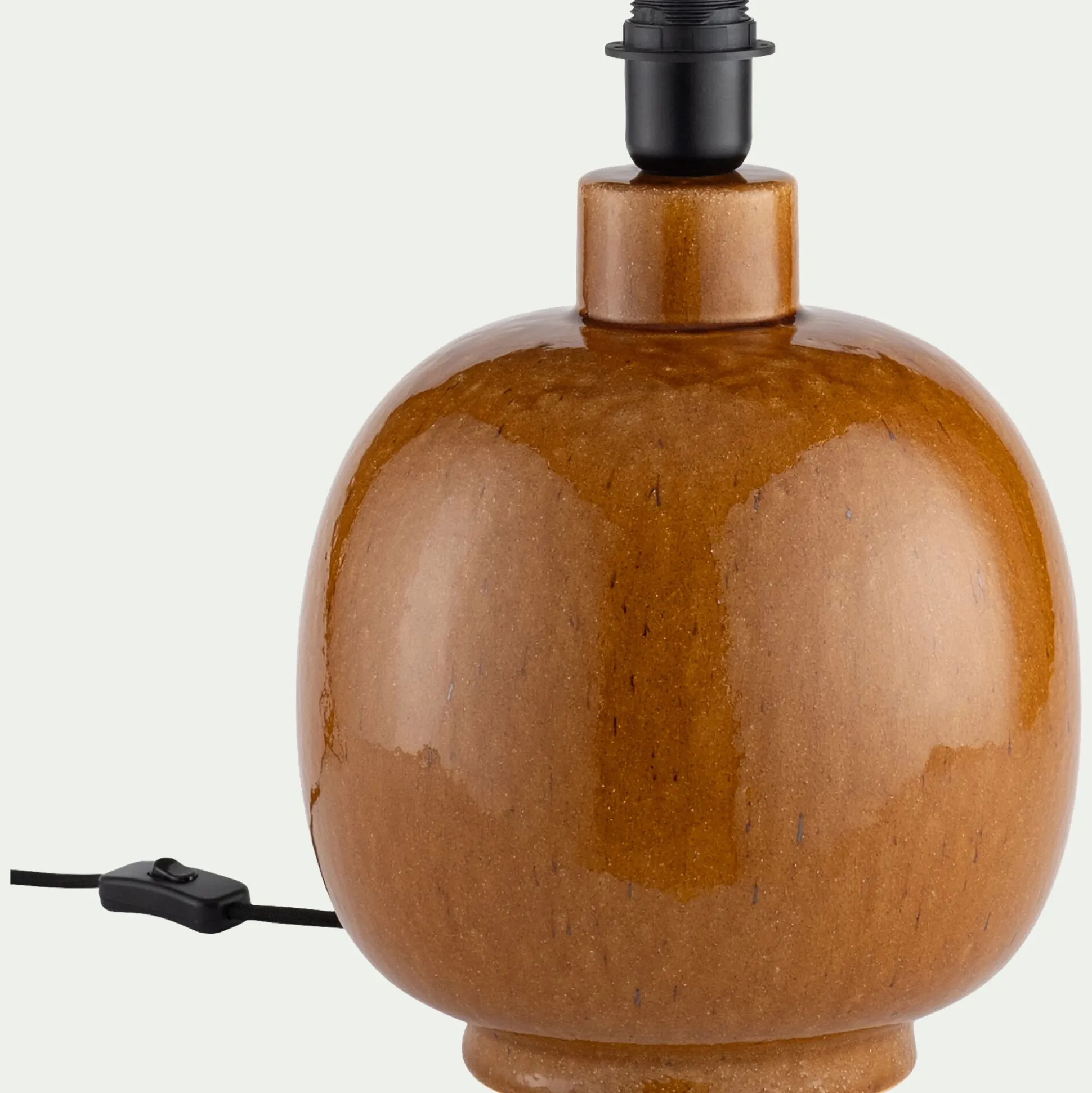 Pied de lampe électrifié en grès D26cm - jaune argan