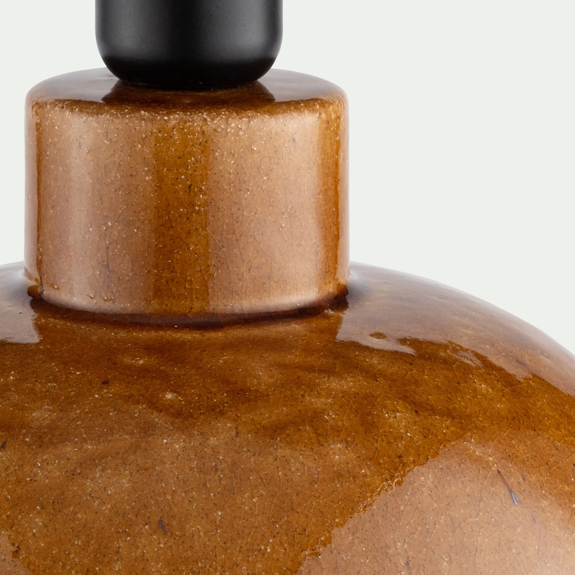 Pied de lampe électrifié en grès D26cm - jaune argan