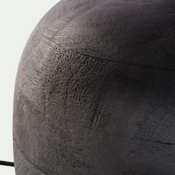 Pied de lampe électrifié en bois de manguier H30cm - noir