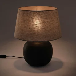 Pied de lampe électrifié en bois de manguier H30cm - noir