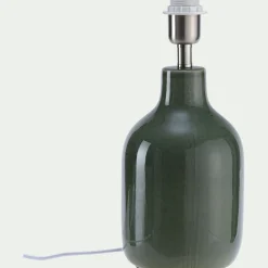 Pied de lampe électrifié en grès D15,5cm - vert