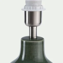 Pied de lampe électrifié en grès D15,5cm - vert
