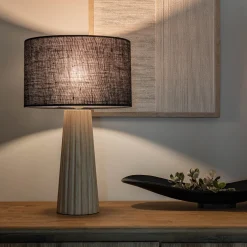 Pied de lampe électrifié en hévéa H38cm - bois clair