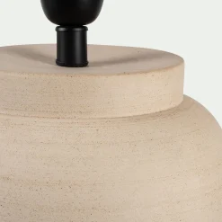 Pied de lampe électrifié en grès D24cm - beige