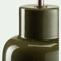 Pied de lampe électrifié en faïence - vert D13xH35cm