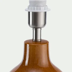 Pied de lampe électrifié en grès D15,5cm - jaune miel