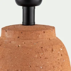 Pied de lampe électrifié en terre cuite D15cm - orange brique