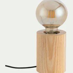 Pied de lampe électrifié en bois de chêne - bois clair H12,5cm