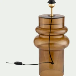 Pied de lampe électrifié en verre H52cm - marron ambré