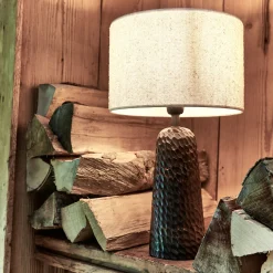 Pied de lampe électrifié en bois de manguier H40cm - marron foncé