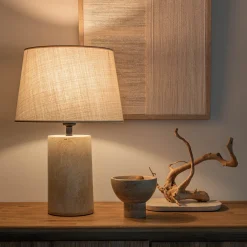 Pied de lampe électrifié en fibre de verre D14cm - beige