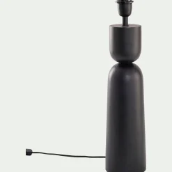 Pied de lampe électrifié en bois de manguier H55cm - noir