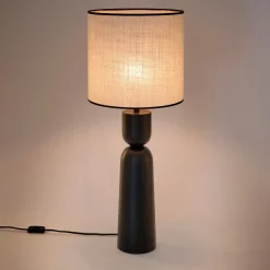 Pied de lampe électrifié en bois de manguier H55cm - noir