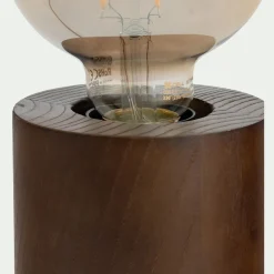 Pied de lampe électrifiée en bois de châtaignier - bois foncé H12,5cm