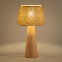 Pied de lampe électrifiée en bois d'hévéa H29cm - naturel