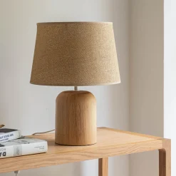 Pied de lampe électrifiée en bois d'hévéa D14cm - naturel