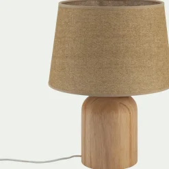 Pied de lampe électrifiée en bois d'hévéa D14cm - naturel