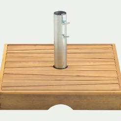 Pied de parasol carré en acacia 33kg - naturel