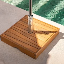 Pied de parasol carré en acacia 33kg - naturel