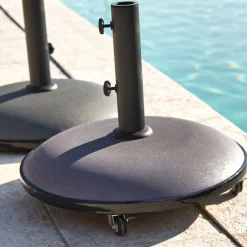 Pied de parasol en béton avec roulette 25kg - gris