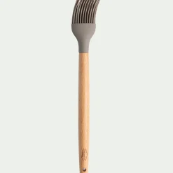 Pinceau de cuisine en bois et silicone - brun terre ombre