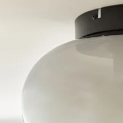 Plafonnier électrifié en verre fumé D30,5cm - noir
