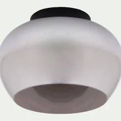 Plafonnier électrifié en verre fumé D30,5cm - noir