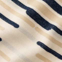 Plaid en coton à rayures finition franges 127x170cm - bleu