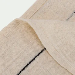 Plaid en coton à rayures finition franges 130x170cm - blanc