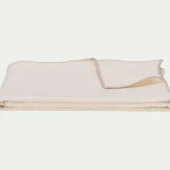 Plaid en triple gaze de coton finition point de cheval 130x170cm - blanc ventoux