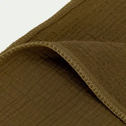 Plaid en triple gaze de coton finition point de cheval 130x170cm - vert