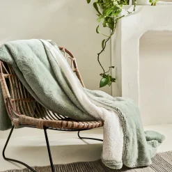 Plaid imitation fourrure 180x220cm - vert olivier