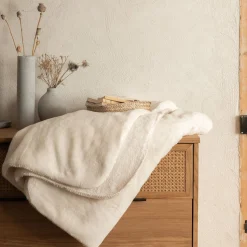 Plaid imitation fourrure - blanc ventoux 130x170cm