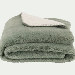 Plaid imitation fourrure 130x170cm - vert olivier