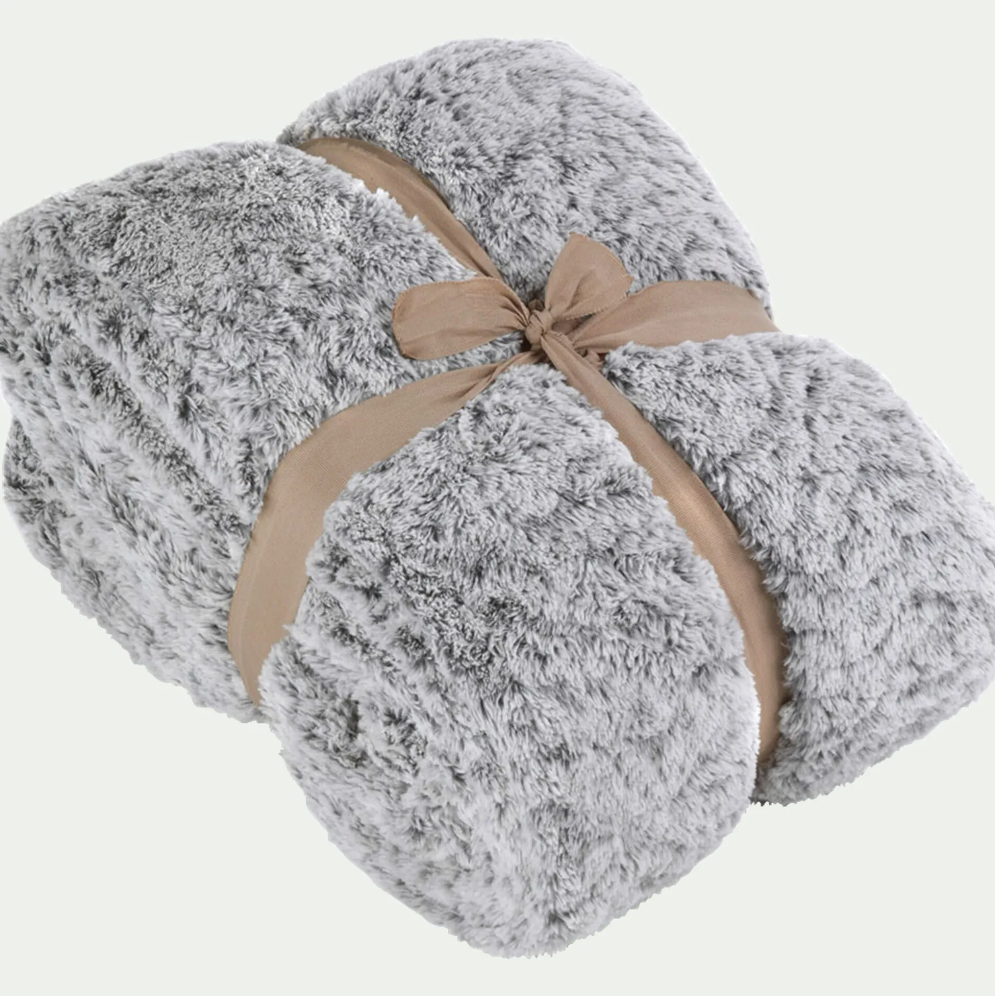 Plaid réversible effet fourrure - gris 130x170cm