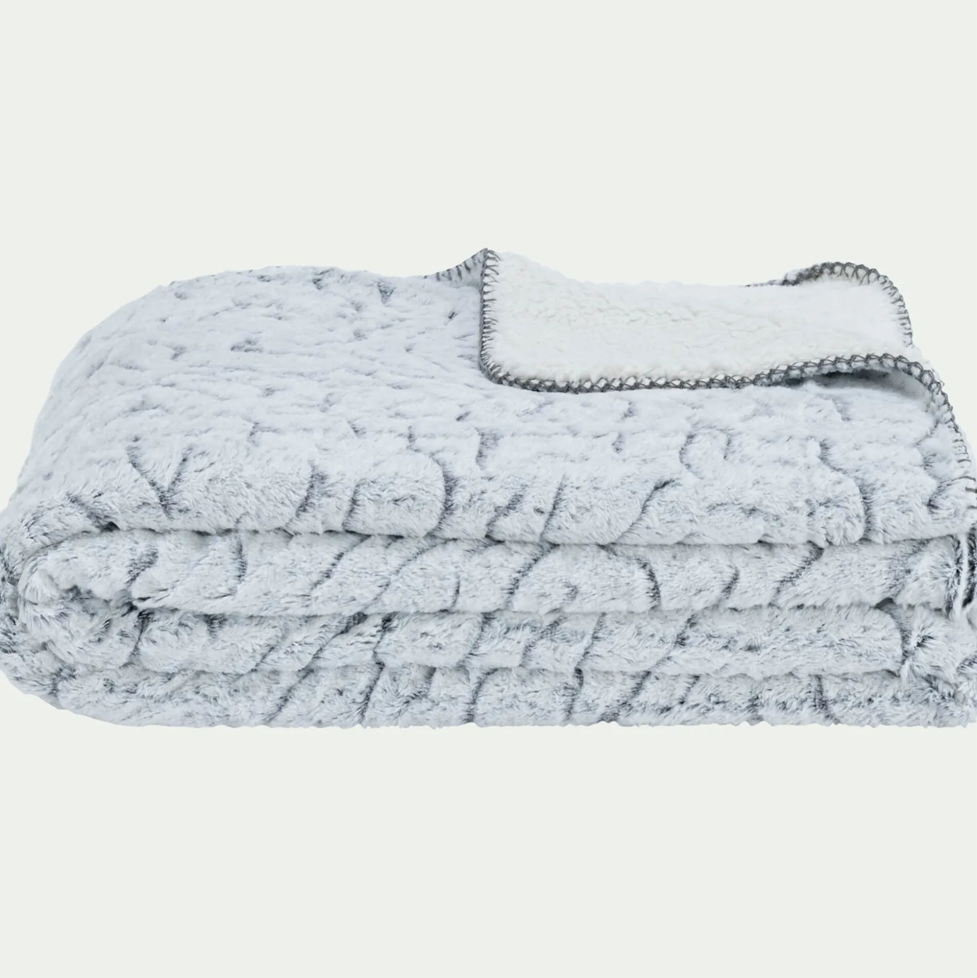 Plaid réversible effet fourrure - gris 130x170cm