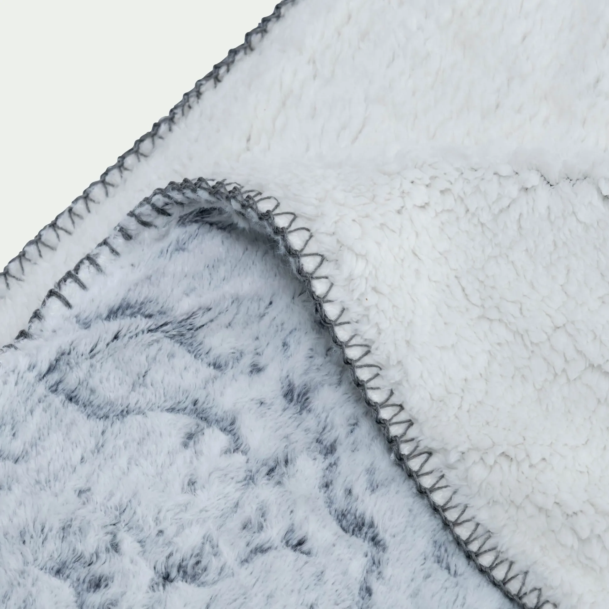 Plaid réversible effet fourrure - gris 130x170cm