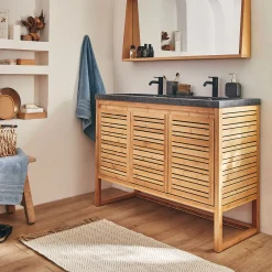 Plan vasque 120cm en terrazzo noir