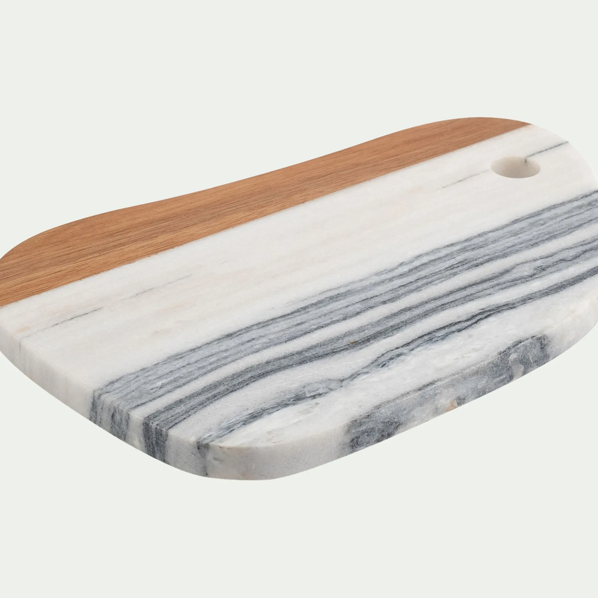 Planche à découper en marbre et acacia - blanc