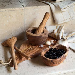 Planche de présentation organique en bois d'olivier 14x35cm - naturel