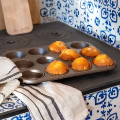 Plaque de cuisson pour 12 muffins en acier - marron