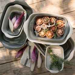 Plat à four en céramique L36,5cm - vert cèdre