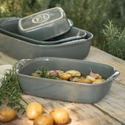 Plat à four en céramique L42,5cm - vert cèdre