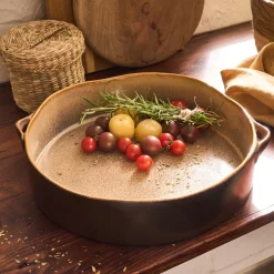 Plat à four ovale en grès L31,5cm - marron