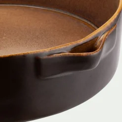 Plat à four ovale en grès L31,5cm - marron