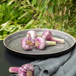 Plat de présentation en grès D34,2cm - bleu