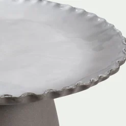 Plat de présentation sur pied en grès D28cm - noir