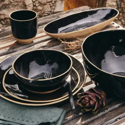 Plat ovale en grès recyclé L33cm - noir