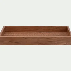 Plateau décoratif en bois de manguier 18x40cm - bois foncé