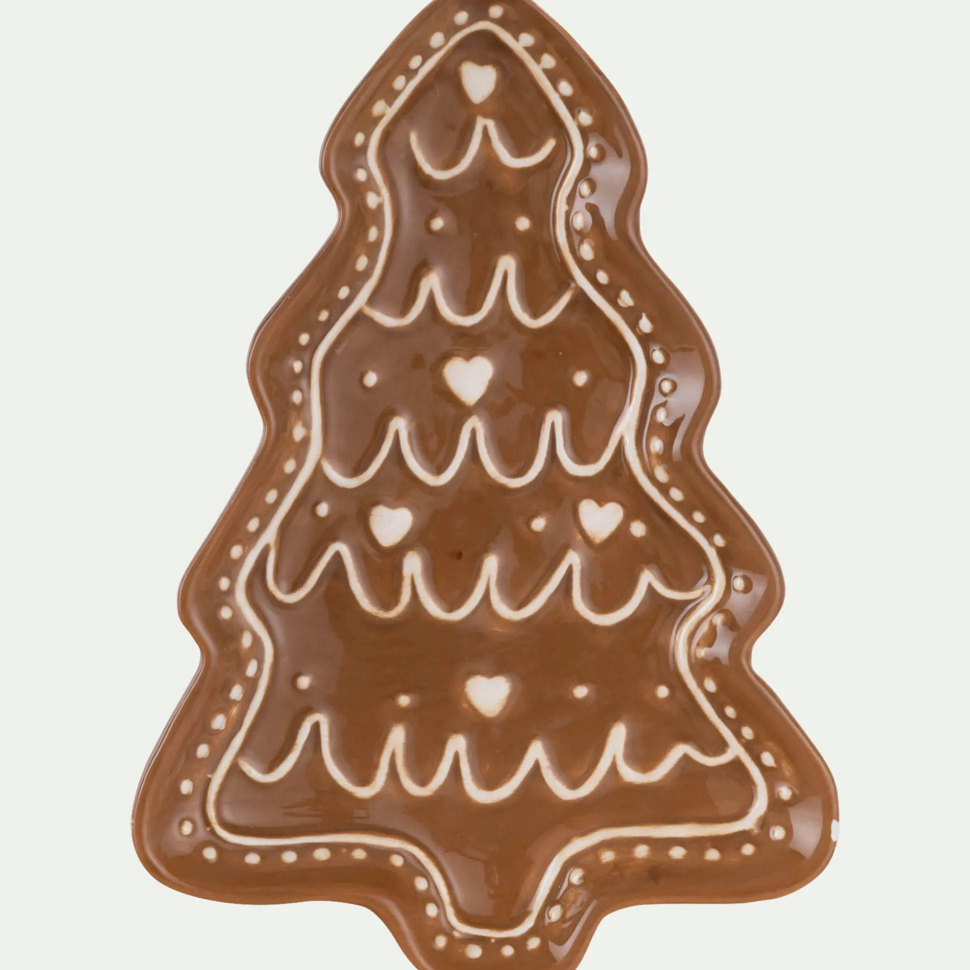 Plateau décoratif forme sapin pain d'épice en dolomite 20x14,4cm - marron